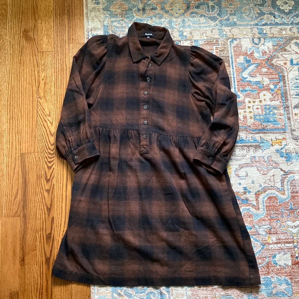 Madewell Brown Plaid Flannel Dress